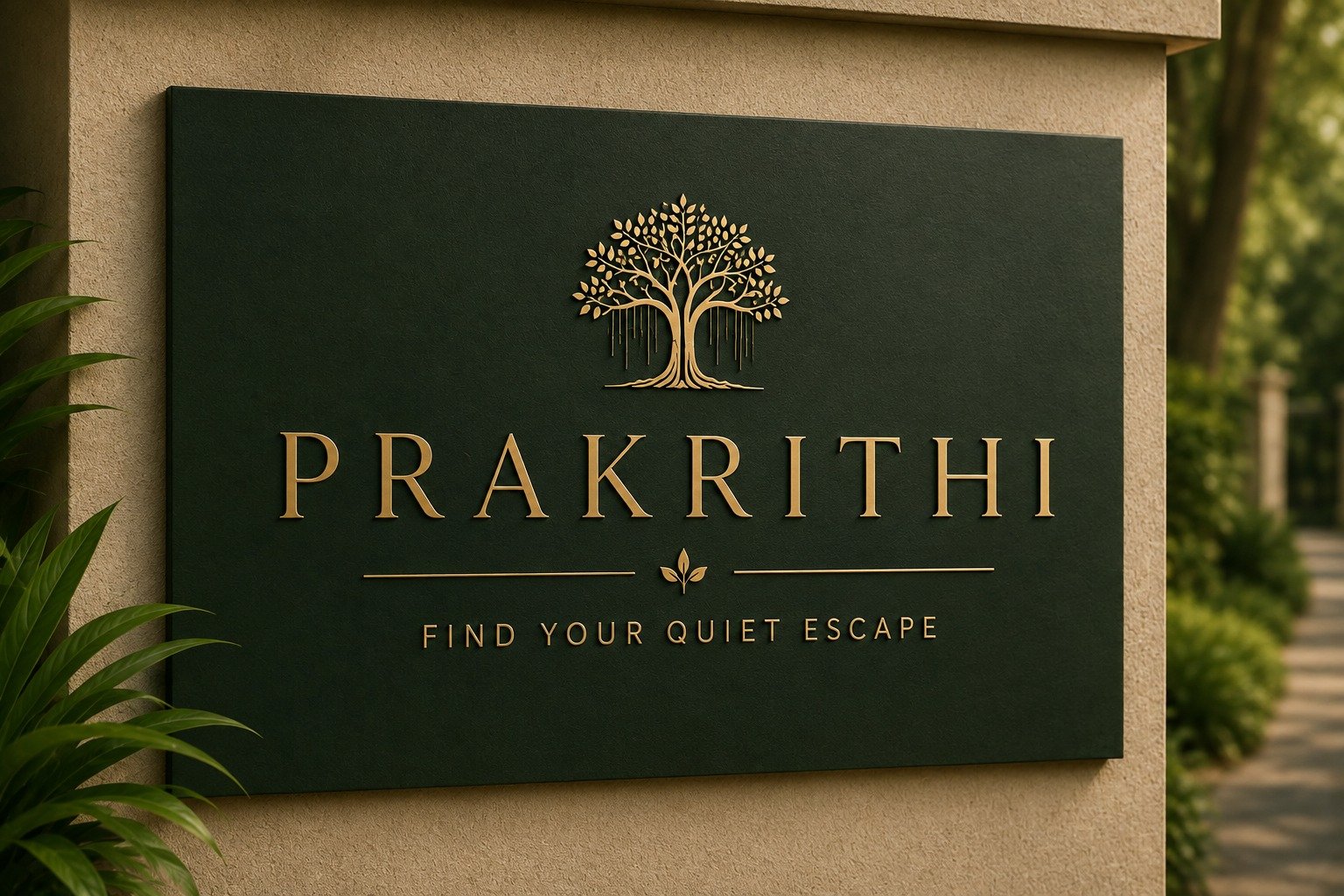 Prakrithi name plate at the entrance